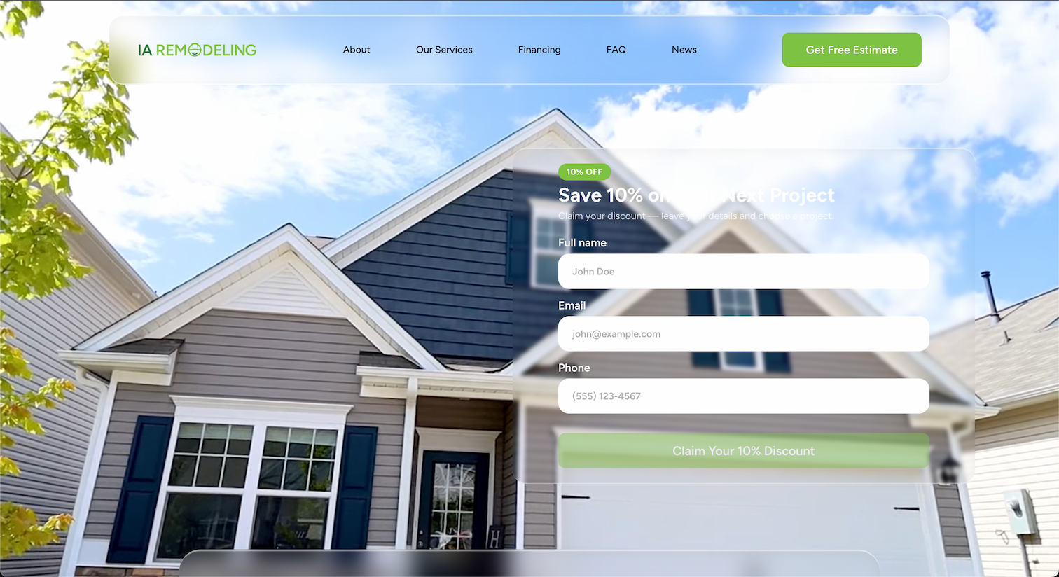 IA Remodeling: a home services booking platform
